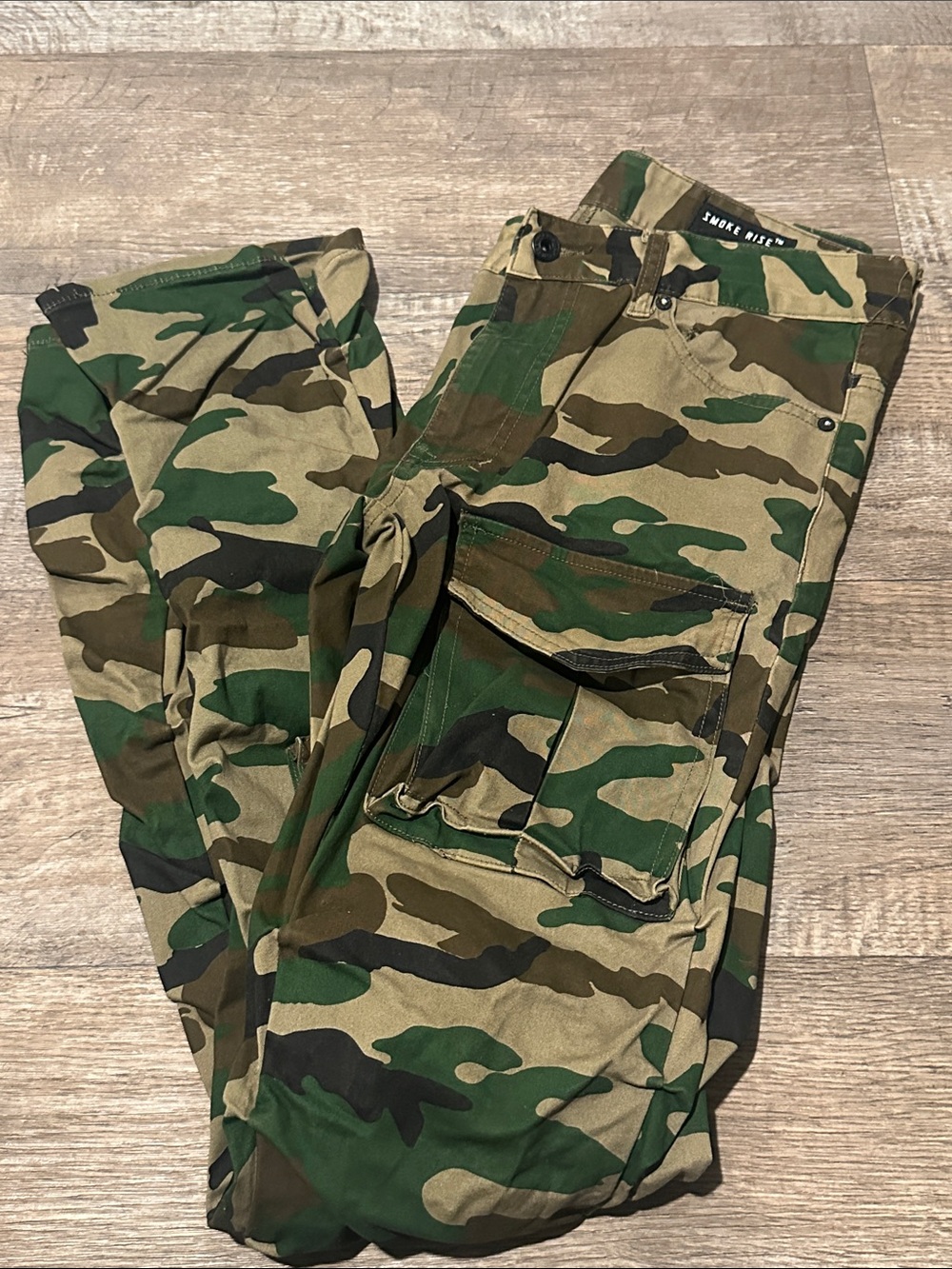 Men's Camo Cargo Pants - Green Woodland Camouflage